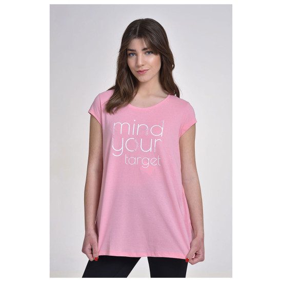 Target Γυναικεία κοντομάνικη μπλούζα Long T-Shirt "A" Line Single Jersey "Mind"